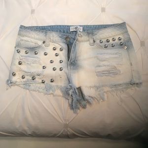 Studded Jean shorts.